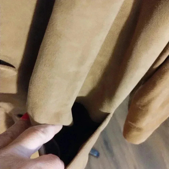 VINTAGE 1960 Suede Coat Mink Collar - Satin Lined size 12 - Picture 11 of 14